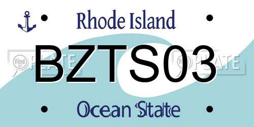 BZTS03 Rhode Island License Plate