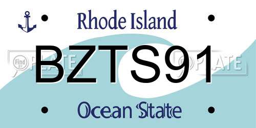 BZTS91 Rhode Island License Plate