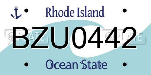 BZU0442 Rhode Island License Plate
