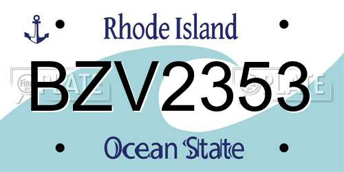 BZV2353 Rhode Island License Plate