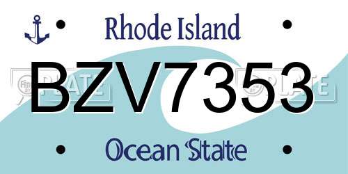 BZV7353 Rhode Island License Plate