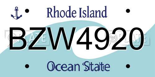 BZW4920 Rhode Island License Plate