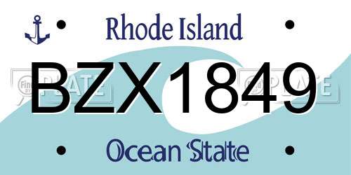 BZX1849 Rhode Island License Plate