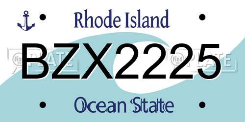 BZX2225 Rhode Island License Plate