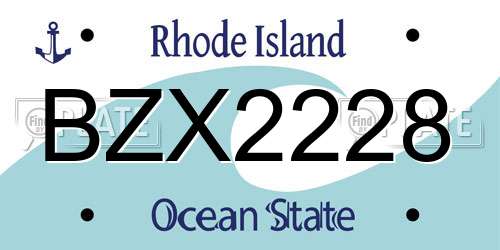 BZX2228 Rhode Island License Plate