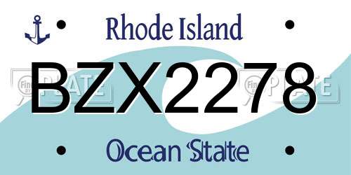 BZX2278 Rhode Island License Plate