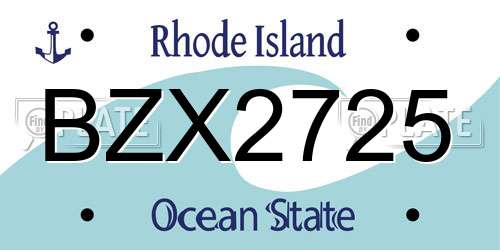 BZX2725 Rhode Island License Plate
