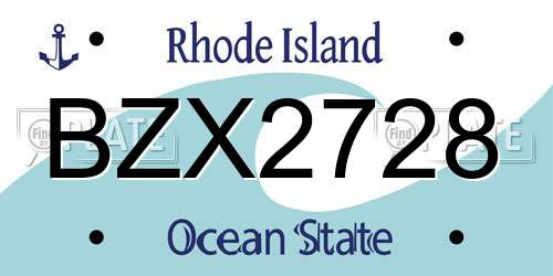 BZX2728 Rhode Island License Plate