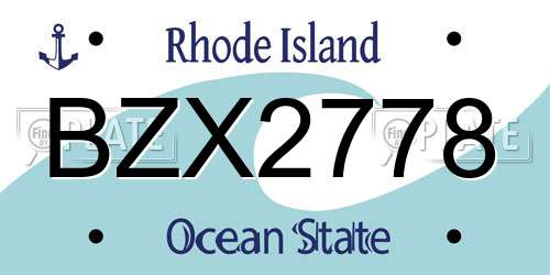 BZX2778 Rhode Island License Plate
