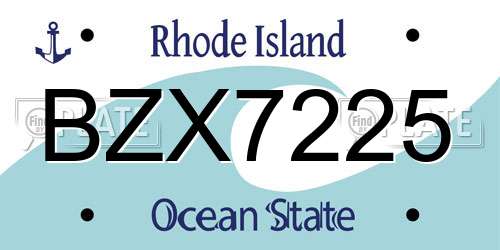BZX7225 Rhode Island License Plate