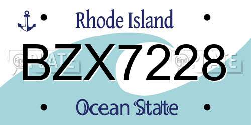 BZX7228 Rhode Island License Plate
