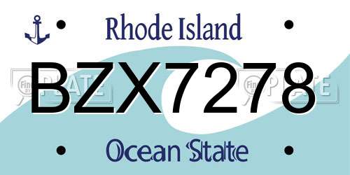 BZX7278 Rhode Island License Plate