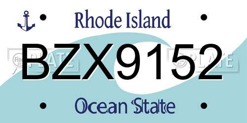 BZX9152 Rhode Island License Plate