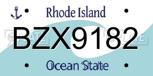 BZX9182 Rhode Island License Plate