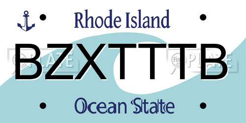 BZXTTTB Rhode Island License Plate