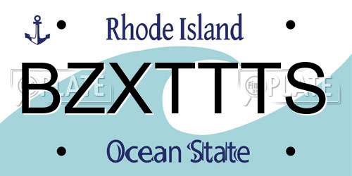 BZXTTTS Rhode Island License Plate
