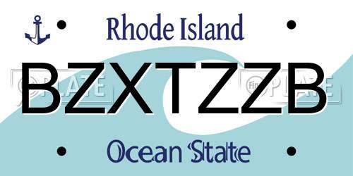 BZXTZZB Rhode Island License Plate