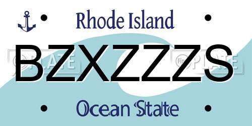 BZXZZZS Rhode Island License Plate