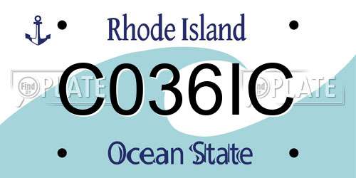 C036IC Rhode Island License Plate