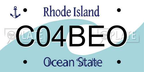 C04BEO Rhode Island License Plate