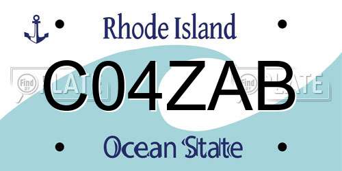 C04ZAB Rhode Island License Plate