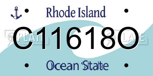 C11618O Rhode Island License Plate