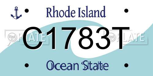 C1783T Rhode Island License Plate