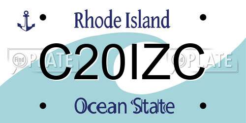 C20IZC Rhode Island License Plate