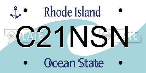 C21NSN Rhode Island License Plate
