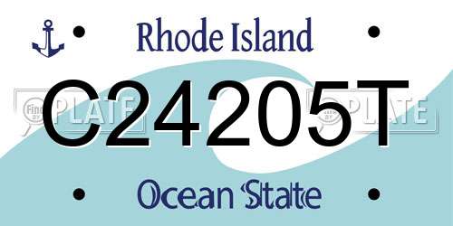C24205T Rhode Island License Plate