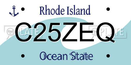 C25ZEQ Rhode Island License Plate