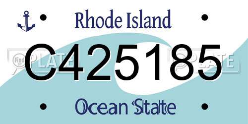 C425185 Rhode Island License Plate