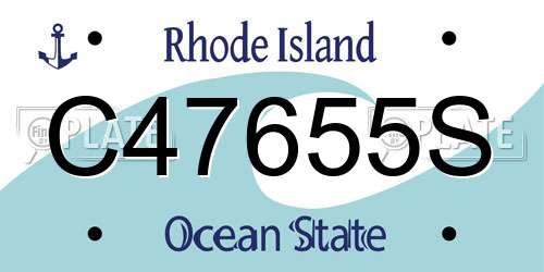 C47655S Rhode Island License Plate