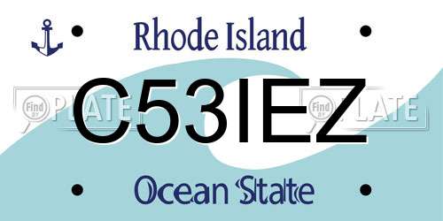 C53IEZ Rhode Island License Plate