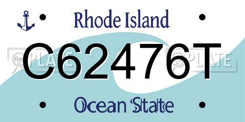 C62476T Rhode Island License Plate
