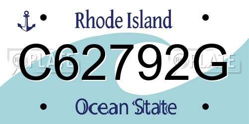 C62792G Rhode Island License Plate