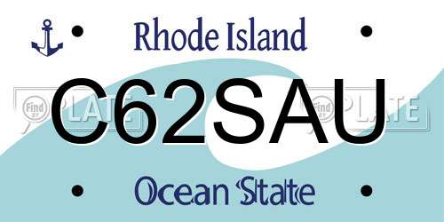 C62SAU Rhode Island License Plate