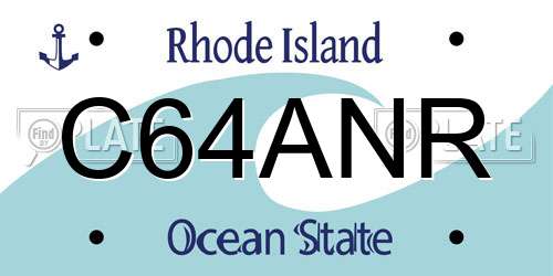 C64ANR Rhode Island License Plate