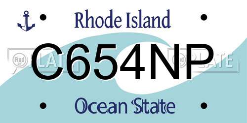 C654NP Rhode Island License Plate