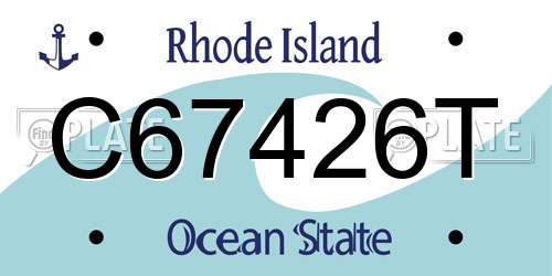 C67426T Rhode Island License Plate