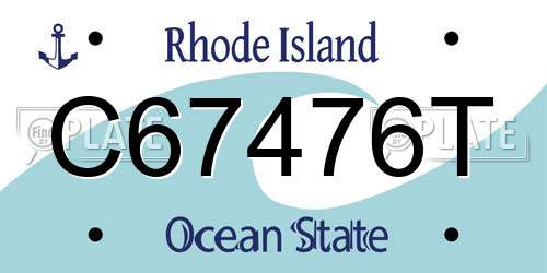 C67476T Rhode Island License Plate
