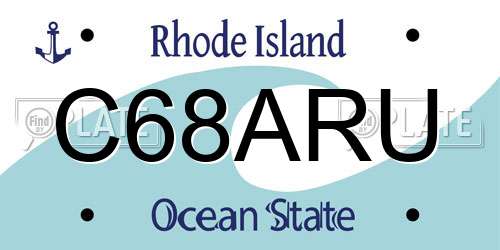 C68ARU Rhode Island License Plate