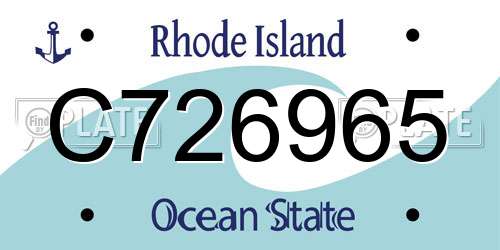 C726965 Rhode Island License Plate