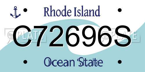 C72696S Rhode Island License Plate
