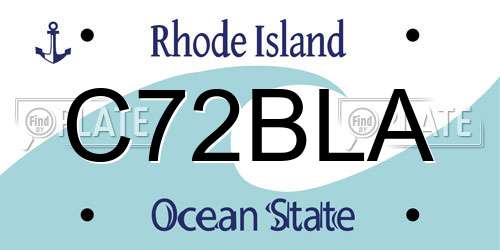 C72BLA Rhode Island License Plate