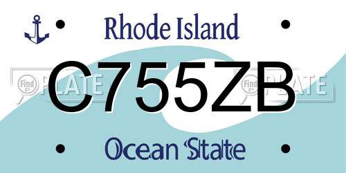C755ZB Rhode Island License Plate