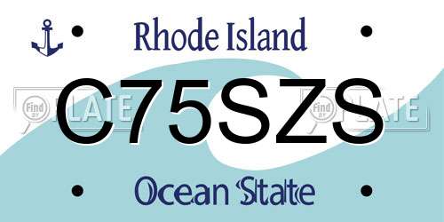 C75SZS Rhode Island License Plate