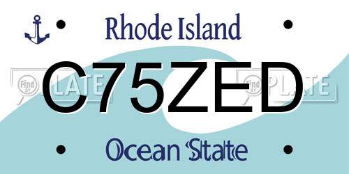 C75ZED Rhode Island License Plate