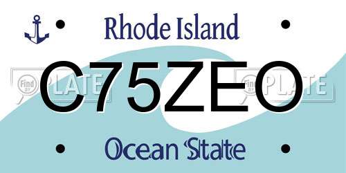 C75ZEO Rhode Island License Plate