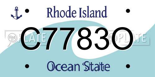 C7783O Rhode Island License Plate